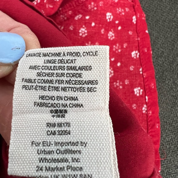 FREE PEOPLE V NECK BOHO LONG BELL SLEEVE MINI DRESS SZ S Trendy RED fits… - Picture 6 of 9